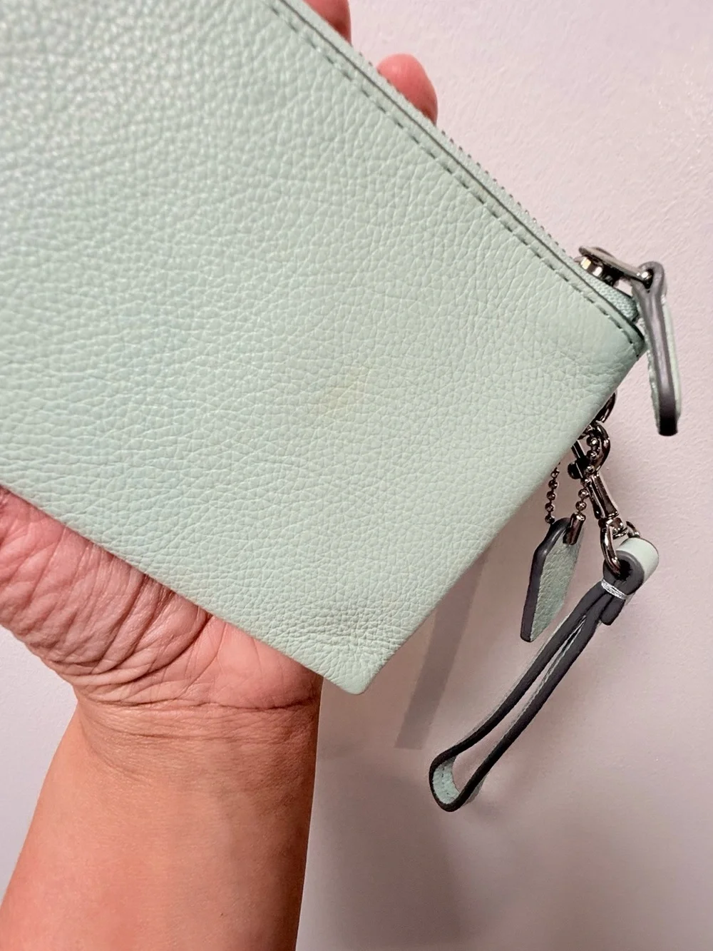 Y2K Coach Mint Green Pebbled Leather Wristlet